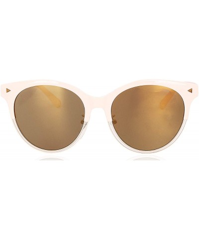 Square Women's Modern Oversized Sunglasses Round Sunnies - Pink Frame/Brown Lens - CJ18U777SRD $22.41