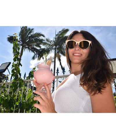 Square Women's Modern Oversized Sunglasses Round Sunnies - Pink Frame/Brown Lens - CJ18U777SRD $10.32