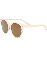 Square Women's Modern Oversized Sunglasses Round Sunnies - Pink Frame/Brown Lens - CJ18U777SRD $10.32