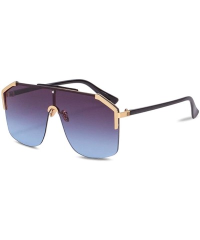 Shield Rimless Shield Sunglasses Flat Top Mirror Glasses Women Men oversized Retro Sunglasses - 3 - CU190MA4LWH $26.32