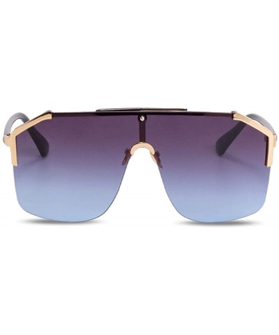 Shield Rimless Shield Sunglasses Flat Top Mirror Glasses Women Men oversized Retro Sunglasses - 3 - CU190MA4LWH $16.59