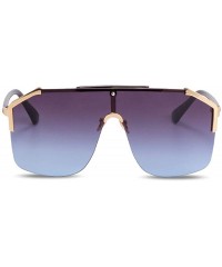 Shield Rimless Shield Sunglasses Flat Top Mirror Glasses Women Men oversized Retro Sunglasses - 3 - CU190MA4LWH $16.59