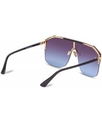 Shield Rimless Shield Sunglasses Flat Top Mirror Glasses Women Men oversized Retro Sunglasses - 3 - CU190MA4LWH $16.59