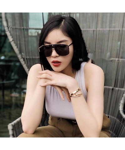 Shield Rimless Shield Sunglasses Flat Top Mirror Glasses Women Men oversized Retro Sunglasses - 3 - CU190MA4LWH $16.59