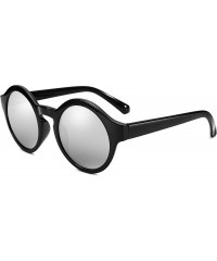 Round Unique Round Sunglasses Women Vintage Keyhole Sunglasses B1248 - Bright Black Frame Sliver Lens - CP18EXIWX3I $9.36