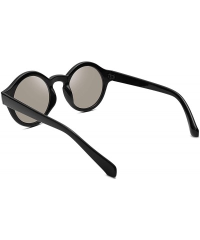 Round Unique Round Sunglasses Women Vintage Keyhole Sunglasses B1248 - Bright Black Frame Sliver Lens - CP18EXIWX3I $9.36