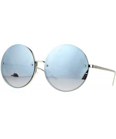 Oversized Super Oversized Round Sunglasses Womens Mirror Lens Back Metal Rims - Silver (Silver Mirror) - C4185WUIHSC $11.40