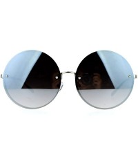 Oversized Super Oversized Round Sunglasses Womens Mirror Lens Back Metal Rims - Silver (Silver Mirror) - C4185WUIHSC $11.40
