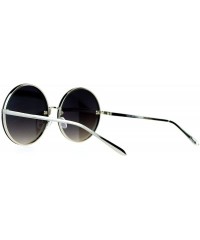 Oversized Super Oversized Round Sunglasses Womens Mirror Lens Back Metal Rims - Silver (Silver Mirror) - C4185WUIHSC $11.40