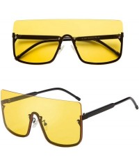 Round Retro One Piece Rimless Oversized Sunglasses for Women Vintage Inspired Sunglasses B2490 - Yellow - CJ18R3XA5UQ $12.38