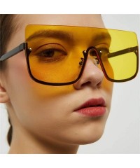 Round Retro One Piece Rimless Oversized Sunglasses for Women Vintage Inspired Sunglasses B2490 - Yellow - CJ18R3XA5UQ $12.38