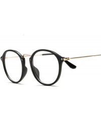 Round Men Vintage Round Glasses Frame Women Lens Myopia Optical Mirror Simple Metal Cat Eye Clear Eyewear Frames - CM198A3O3S...