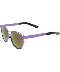 Wayfarer Modern Open Metal Frame Colored Mirror Lens Horn Rimmed Sunglasses 56mm - Purple / Purple Mirror - CC12LZRTX0V $20.32