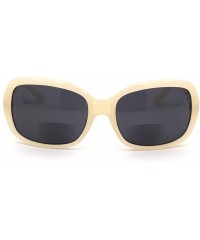 Oversized Womens Butterfly Designer Fashion Bi-focal Reading Lens Sunglasses - White Black - CT18ZYC5T5N $23.11