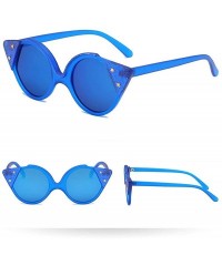 Oval Super Cute Star Shape Cat Sunglasses Brand Designer Transparent Candy Color Eyewear UV400 - Blue - C418LTQ628O $9.35