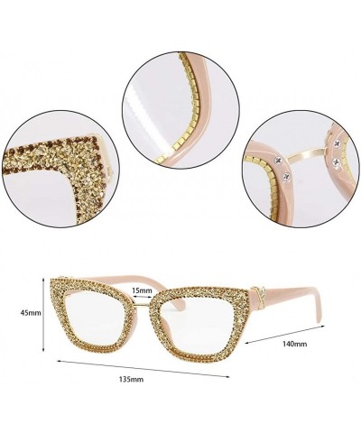 Square Fashion Punk Sunglasses for Women Men - Square Glasses Matel Frame UV400 Protection - Clear-gold - CR18A5TQWWL $13.65