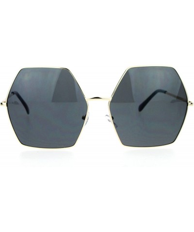 Oversized Retro Oversized Octagon Groove Hippie Sunglasses - Gold Black - CC12DUJWXS1 $12.26