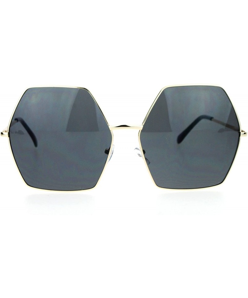 Oversized Retro Oversized Octagon Groove Hippie Sunglasses - Gold Black - CC12DUJWXS1 $18.27