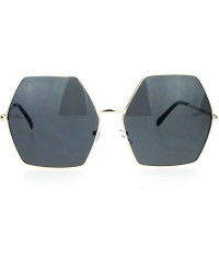 Oversized Retro Oversized Octagon Groove Hippie Sunglasses - Gold Black - CC12DUJWXS1 $18.27