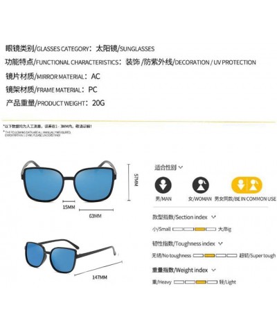 Square Square Sunglasses Female UV Protection Sunglasses Men Dazzling Color Film Toad Glasses (Blue Mercury) - CX190NXANN2 $8.74