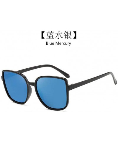 Square Square Sunglasses Female UV Protection Sunglasses Men Dazzling Color Film Toad Glasses (Blue Mercury) - CX190NXANN2 $8.74