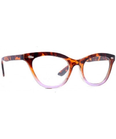 Cat Eye Vintage Inspired Half Tinted Frame Clear Lens Cat Eye Glasses - Tortoise-purple - CF19007G4HI $19.74