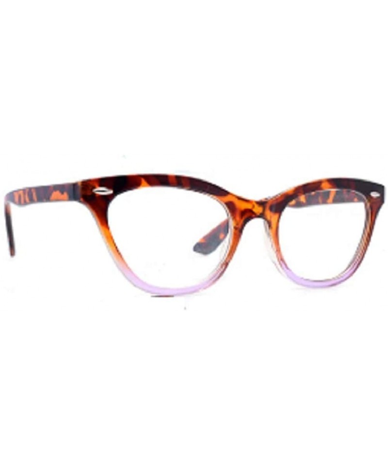 Cat Eye Vintage Inspired Half Tinted Frame Clear Lens Cat Eye Glasses - Tortoise-purple - CF19007G4HI $12.56