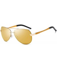 Aviator Polarized Aviator Sunglasses for Men Women Metal Frame Flat Top Sun Glasses UV Protection 63mm - Gold - CG18YZAAX6C $...