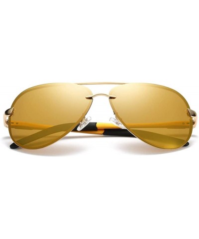 Aviator Polarized Aviator Sunglasses for Men Women Metal Frame Flat Top Sun Glasses UV Protection 63mm - Gold - CG18YZAAX6C $...