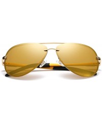 Aviator Polarized Aviator Sunglasses for Men Women Metal Frame Flat Top Sun Glasses UV Protection 63mm - Gold - CG18YZAAX6C $...