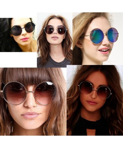 Round Extra Large Round Sunglasses for Women Retro Fashion - Silver - CA12CQXLVYJ $14.78