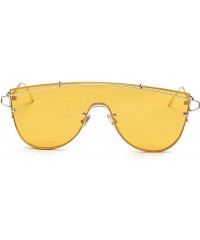 Rimless Fashionable Futuristic Colored Flat Lens Top bar Oversize Round Sunglasses - Yellow - CD186WED36U $17.53