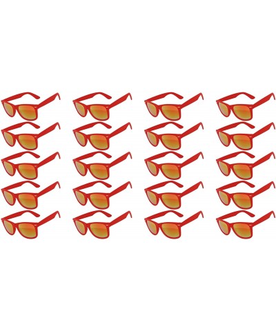 Oval 20 Pieces Per Case Wholesale Lot Sunglasses Colored Frame Full Mirror Lens - 20_pairs_matte_red - CX18CMNT88A $65.24