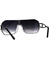 Rectangular Mens Designer Fashion Sunglasses Rectangular Shield Metal Frame UV 400 - Black (Smoke) - CG18H0NM3ZR $12.26