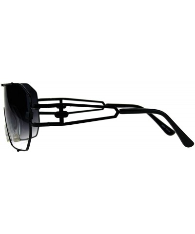 Rectangular Mens Designer Fashion Sunglasses Rectangular Shield Metal Frame UV 400 - Black (Smoke) - CG18H0NM3ZR $12.26