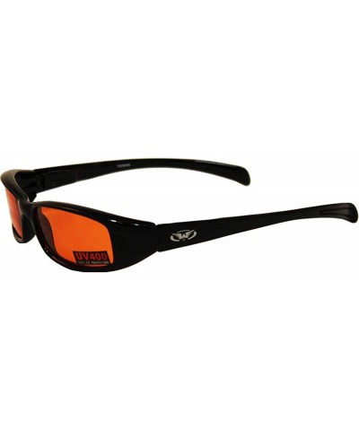 Sport New Attitudes Stylish Sport Motorcycle Sunglasses Black with Orange Lens - CH112O8MP2T $9.55