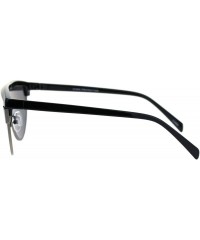 Shield Futurism Flat Top 80s Half Rim Shield Retro Fashion Sunglasses - Black Gunmetal Orange Mirror - CS18QOGTGK9 $14.18
