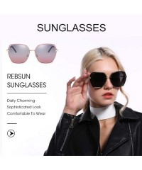 Square Oversized Sunglasses for Women Polarized Black Big Sun Glasses Fashion Designer Square Shades UV Protection - CG18QMQT...