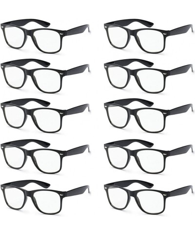 Oversized WHOLESALE UNISEX 80'S RETRO STYLE BULK LOT PROMOTIONAL SUNGLASSES - 10 PACK - Gloss Black - Clear Lens - CX12NZ8HI7...