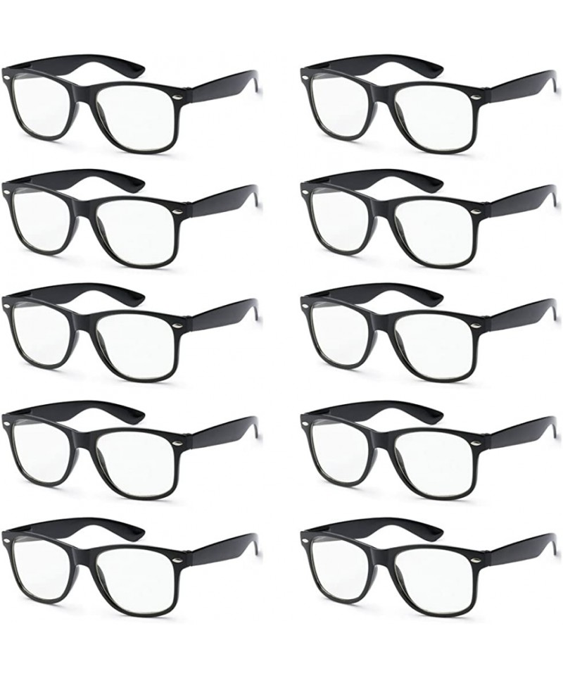 Oversized WHOLESALE UNISEX 80'S RETRO STYLE BULK LOT PROMOTIONAL SUNGLASSES - 10 PACK - Gloss Black - Clear Lens - CX12NZ8HI7...