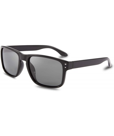 Square Polarized Sunglasses Men Women Classic Square Frame Sun Glasses - Frosted Black Frame/Brown Lens - CX18XIERQIU $24.64