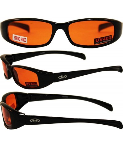 Sport New Attitudes Stylish Sport Motorcycle Sunglasses Black with Orange Lens - CH112O8MP2T $9.55