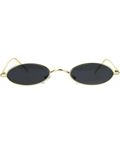 Oval Mens Narrow Oval Pimp Daddy Gold Metal Rim Sunglasses - Black - CI18HD08NQZ $9.59