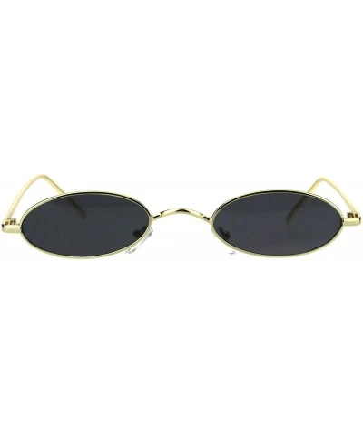 Oval Mens Narrow Oval Pimp Daddy Gold Metal Rim Sunglasses - Black - CI18HD08NQZ $24.62