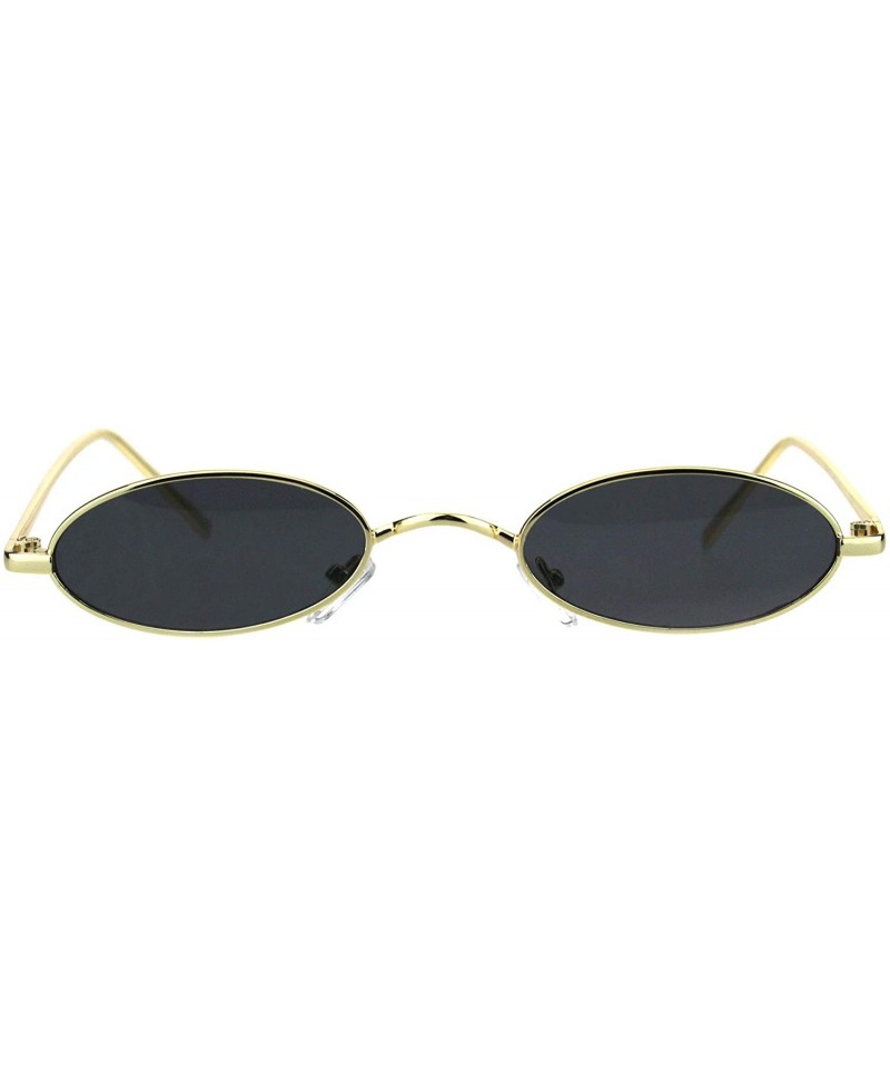 Oval Mens Narrow Oval Pimp Daddy Gold Metal Rim Sunglasses - Black - CI18HD08NQZ $9.59