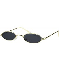 Oval Mens Narrow Oval Pimp Daddy Gold Metal Rim Sunglasses - Black - CI18HD08NQZ $9.59