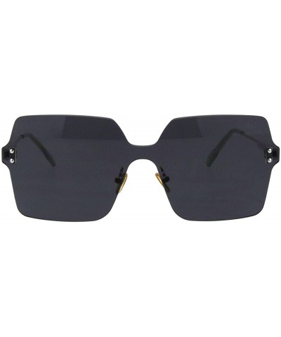 Oversized Womens Futuristic Rectangular Shield Rimless Sunglasses - Black - CL18QI4IZ5A $27.96
