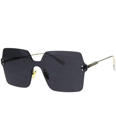 Oversized Womens Futuristic Rectangular Shield Rimless Sunglasses - Black - CL18QI4IZ5A $13.16