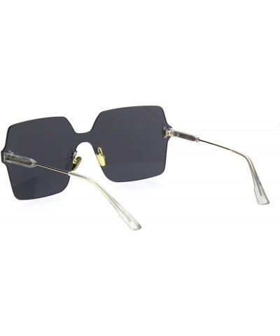 Oversized Womens Futuristic Rectangular Shield Rimless Sunglasses - Black - CL18QI4IZ5A $13.16