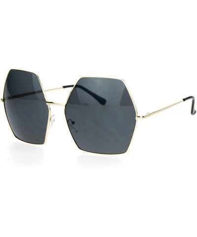 Oversized Retro Oversized Octagon Groove Hippie Sunglasses - Gold Black - CC12DUJWXS1 $12.26